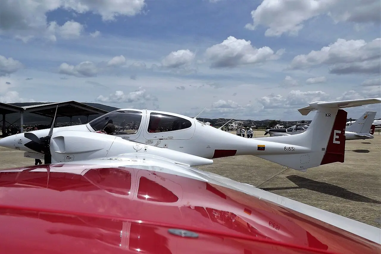 Diamond DA42VI Twin Star trainer aircraft on display